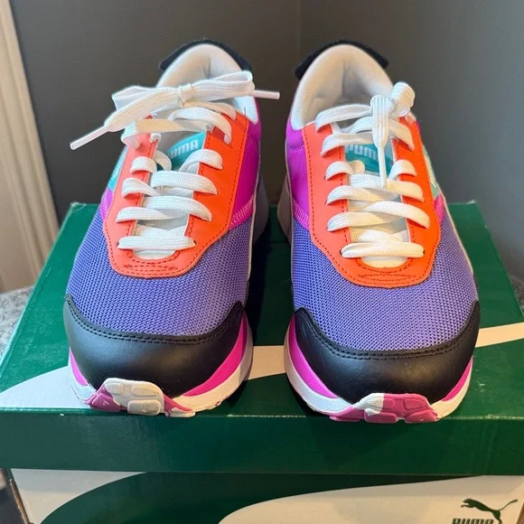 LIKE NEW Puma Women’s Colorblock Platform Sneakers - Purple/Pink/Teal/Coral - Picture 5 of 12